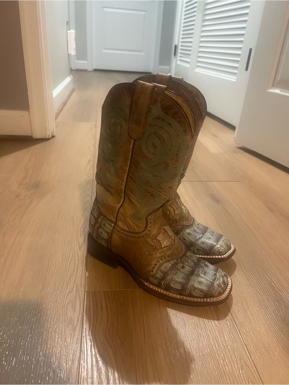 Roper Brown and Turquoise Kids Western Cowboy Boots